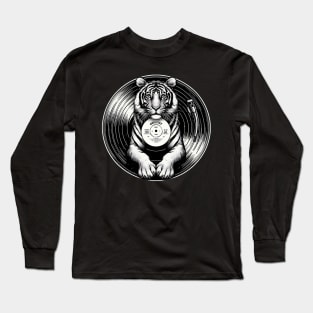 Tiger on vinyl plate Long Sleeve T-Shirt